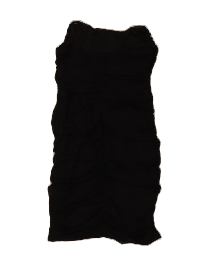 VINTAGE Womens Slim Fit Strapless Dress UK 14 Large Black Polyester Vintage Vintage and Second-Hand Vintage from Messina Hembry 