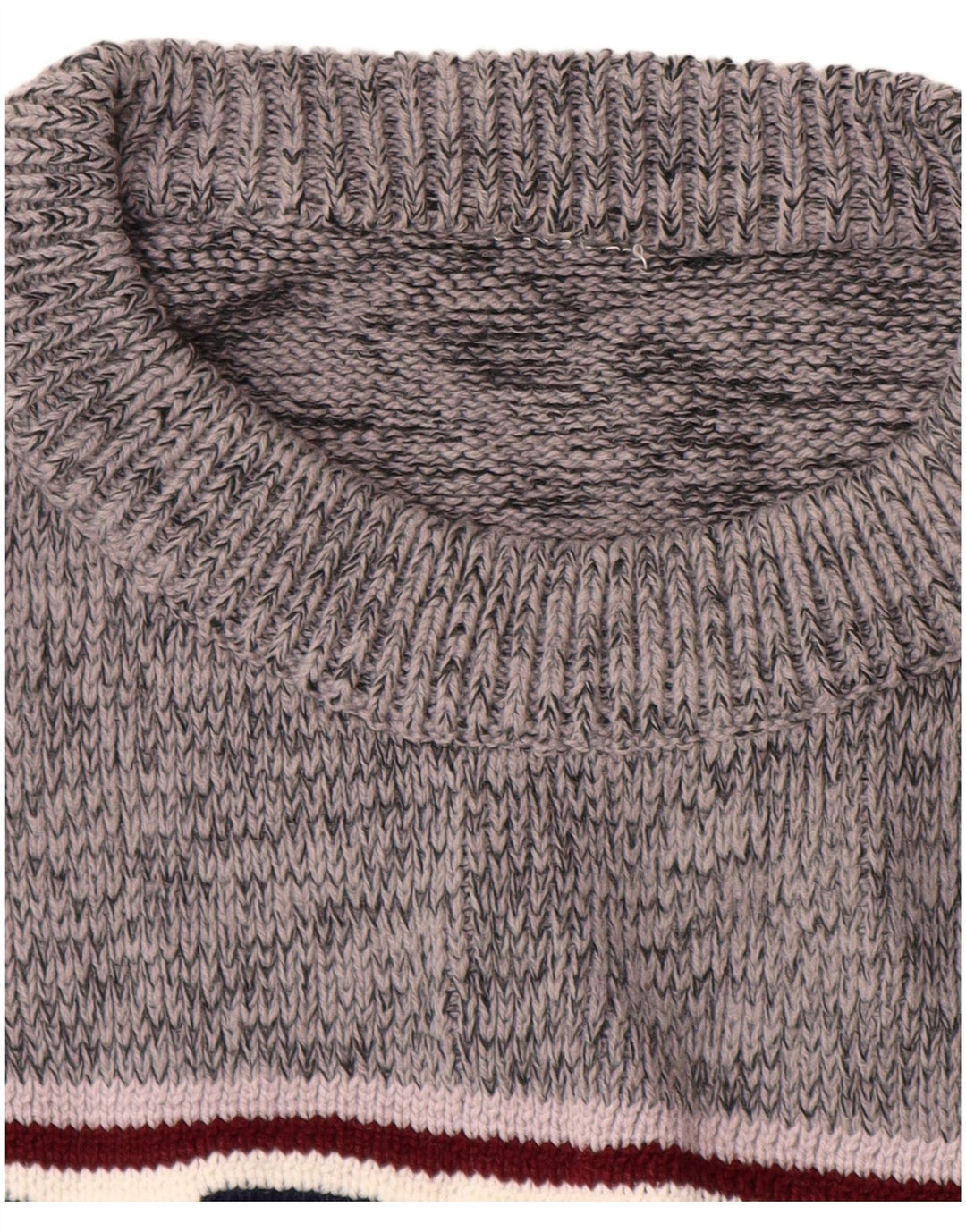 VINTAGE Pulover pentru bărbați cu gâtul turnat mare, gri geometric