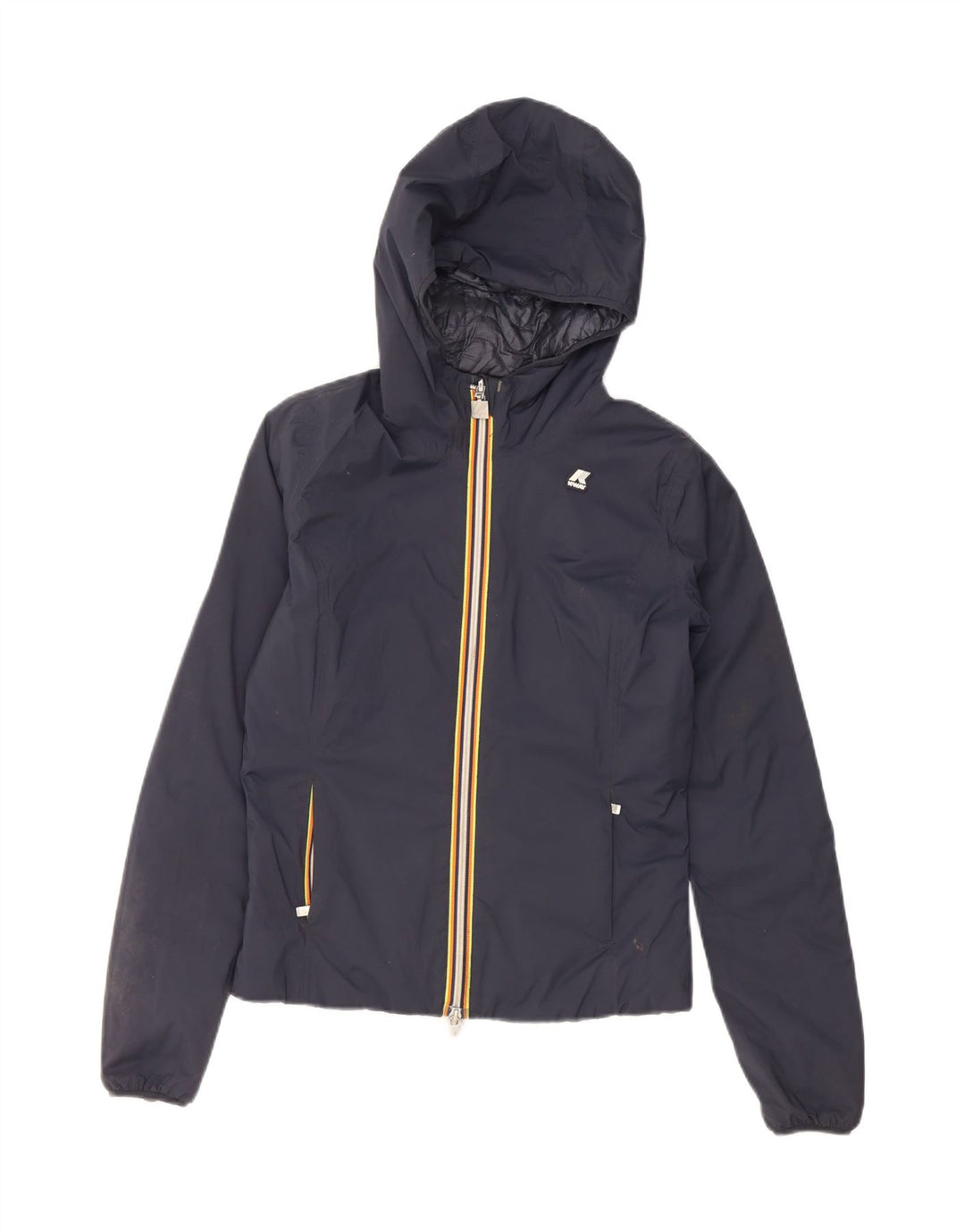 K-WAY Boys Hooded Reversible Jacket 8-9 Years Navy Blue Vintage K-Way and Second-Hand K-Way from Messina Hembry 