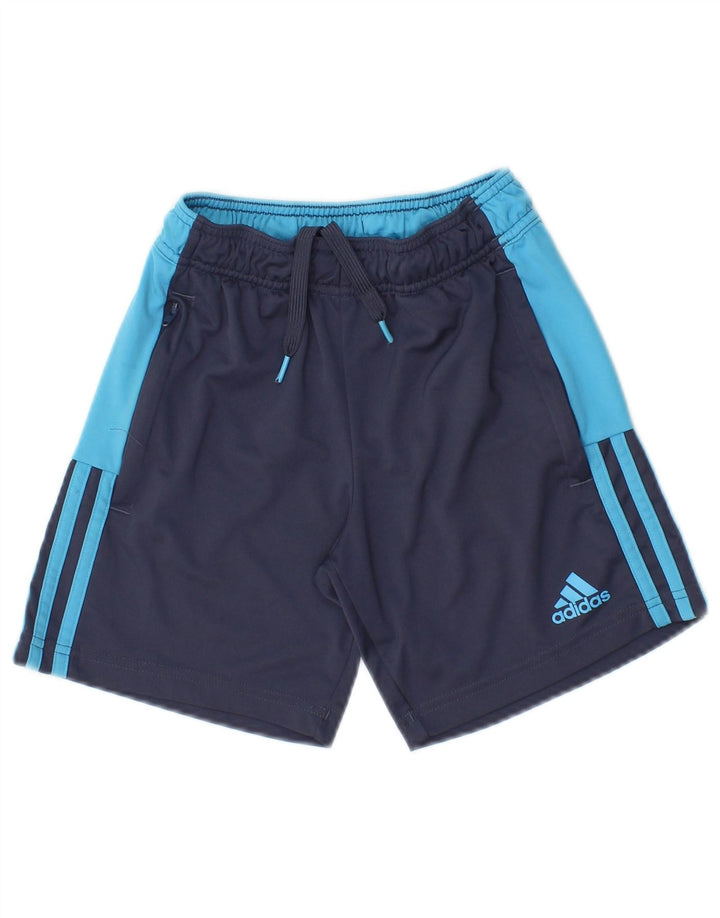 Pantaloni scurți sport pentru băieți Adidas 9-10 ani, albastru bleumarin, poliester color bloc