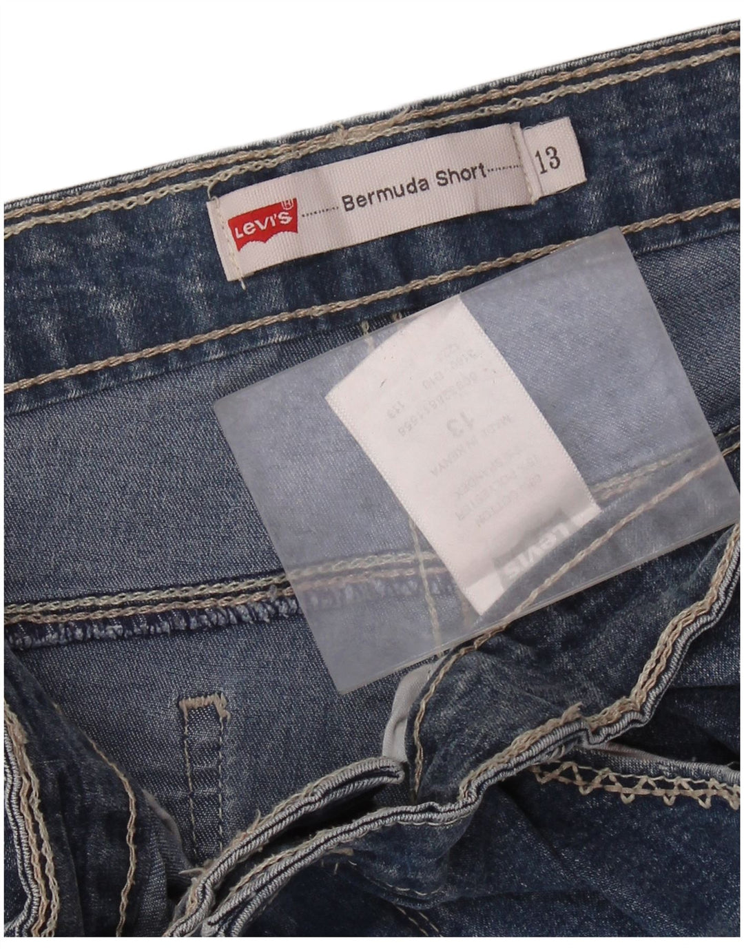 Bermuda de damă LEVI'S din denim învechit US 13 mare W32 bumbac albastru