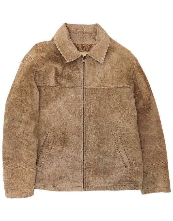 Jachetă vintage pentru bărbați din piele intoarsa IT 54 2XL din piele maro