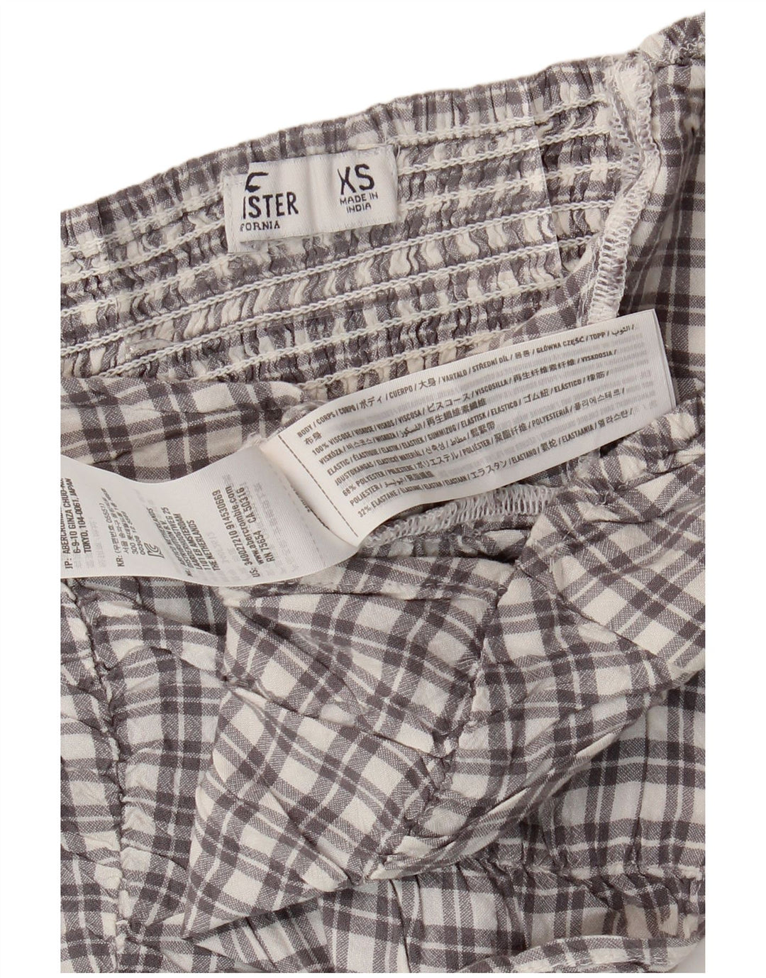 Crop Top pentru femei HOLLISTER UK 4 XS Grey Check Viscose