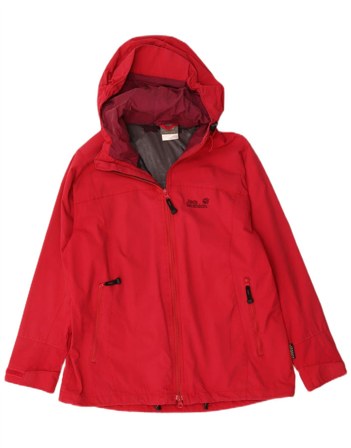 Jack Wolfskin Jachetă de ploaie cu glugă pentru femei UK 16 Poliamidă roșie mare
