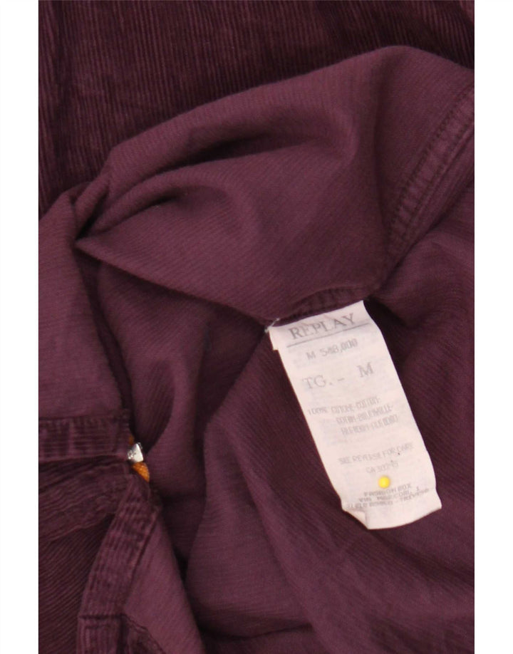 Cămașă Replay pentru bărbați din velur, bumbac violet mediu