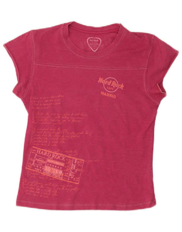 Hard Rock Cafe Madrid Tricou grafic Top UK 12 Bumbac Roz Mediu