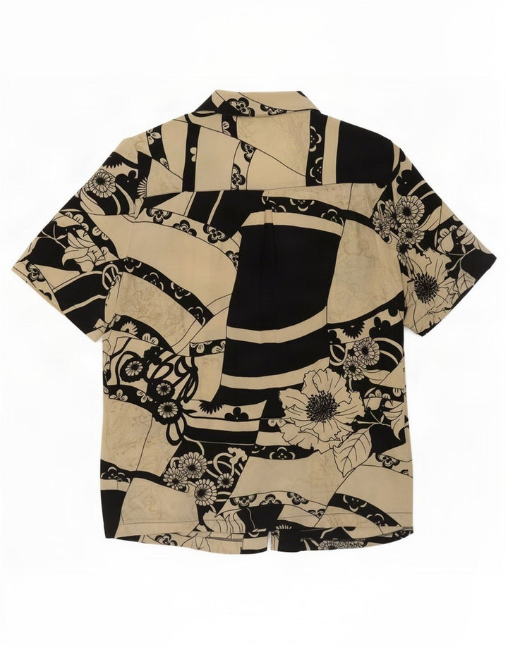 Cămașă vintage cu mânecă scurtă pentru femei IT 52 2XL Bej Patchwork
