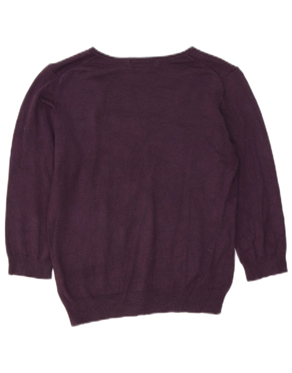 Pulover pentru femei Marks & Spencer, cu mâneci 3/4, cu decolteu în V, UK 12, violet mediu