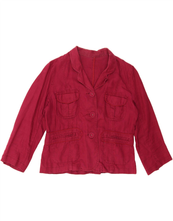 HOBBS Womens 3 Button Blazer Jacket UK 14 Medium Red Linen Vintage Hobbs and Second-Hand Hobbs from Messina Hembry 