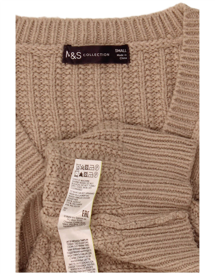 Marks & Spencer Pulover supradimensionat pentru femei cu decolteu în V UK 10 Mic Bej