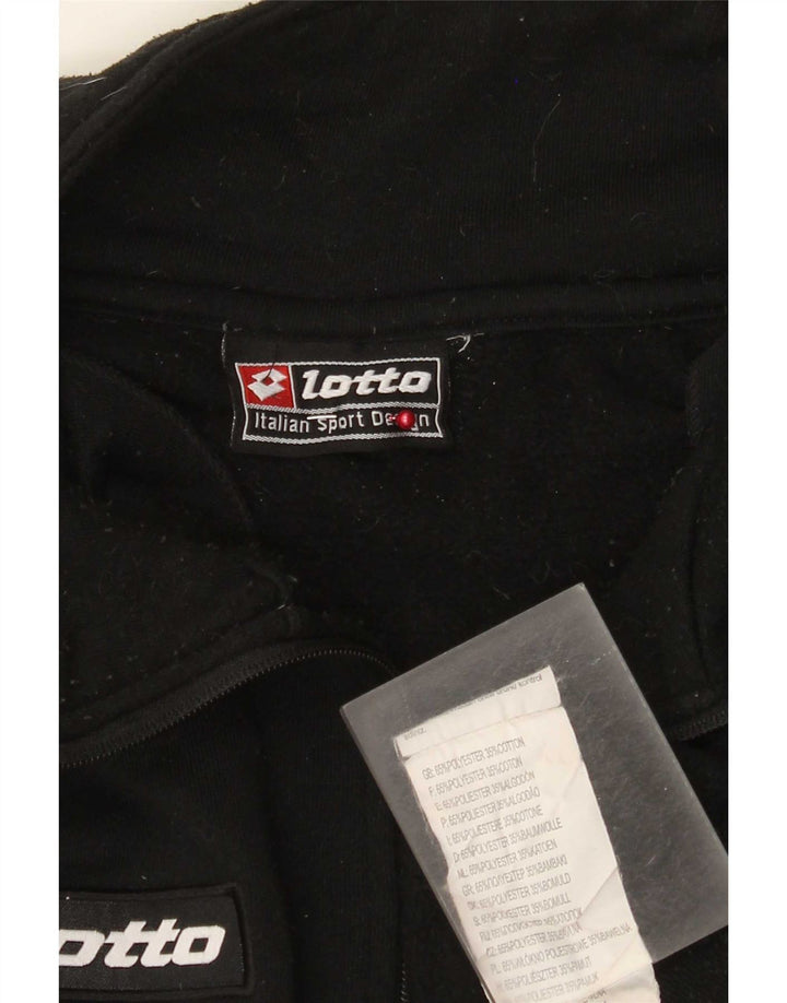 Pulover pentru bărbați Lotto, cu grafic, cu fermoar, cu gât, din poliester mare, negru
