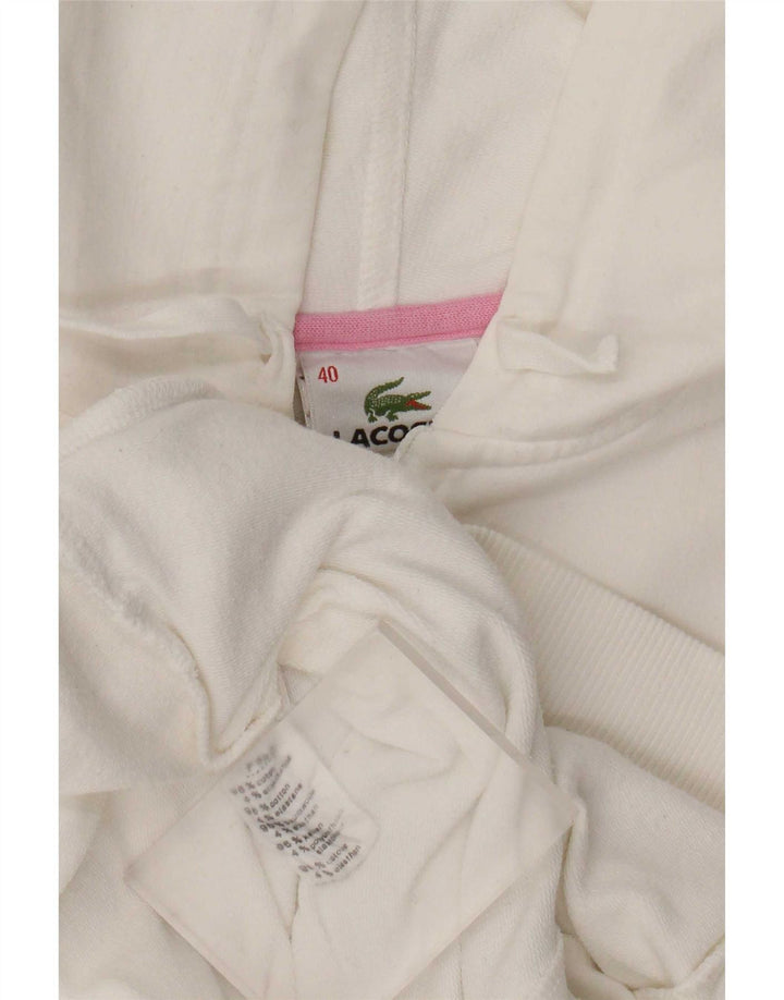 Pulover Lacoste pentru femei, cu fermoar, mărimea 40, bumbac alb mediu
