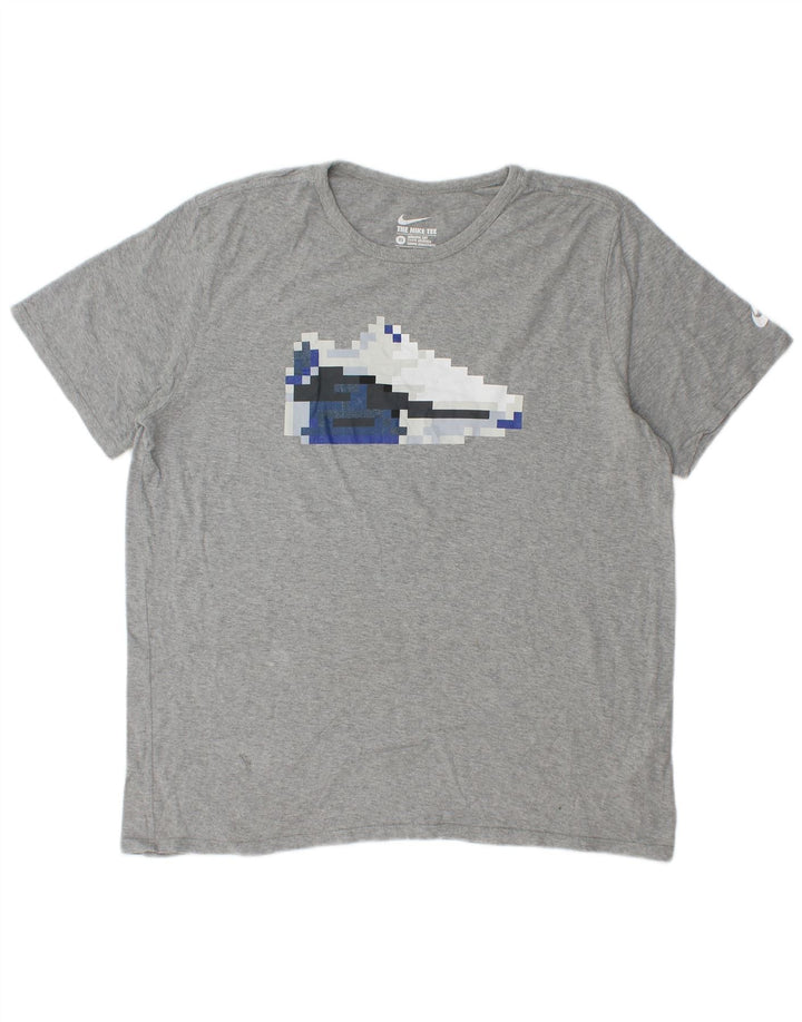 Tricou grafic Nike pentru bărbați, cu croială atletică, top XL, bumbac cu pete gri