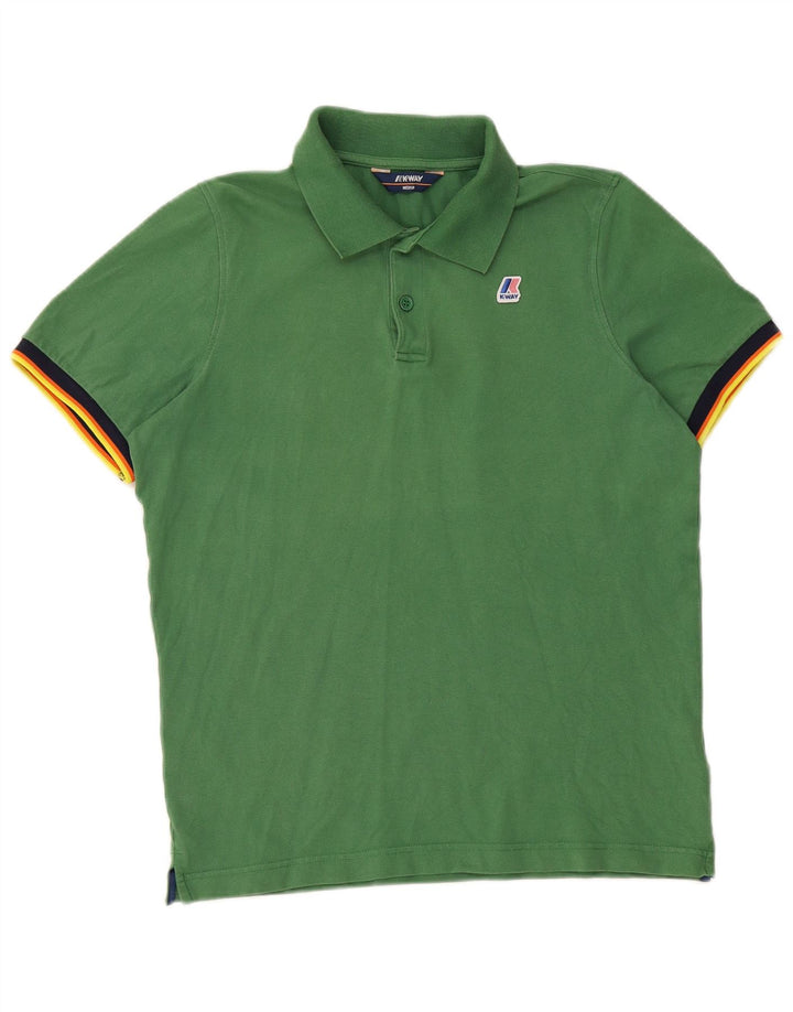 Tricou polo pentru bărbați K-WAY, bumbac verde mediu