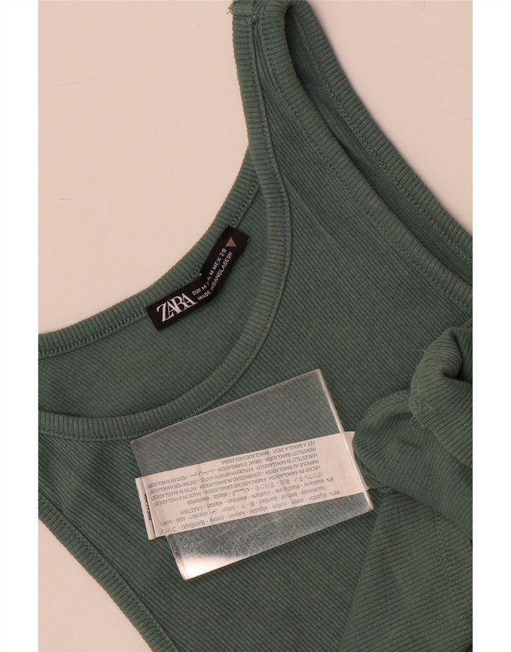 Top cu vestă pentru femei Zara UK 12, bumbac verde mediu