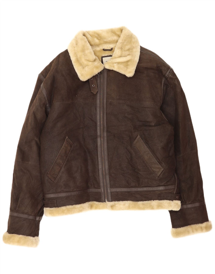 Jachetă din shearling pentru bărbați Conbipel UK 42 XL piele maro