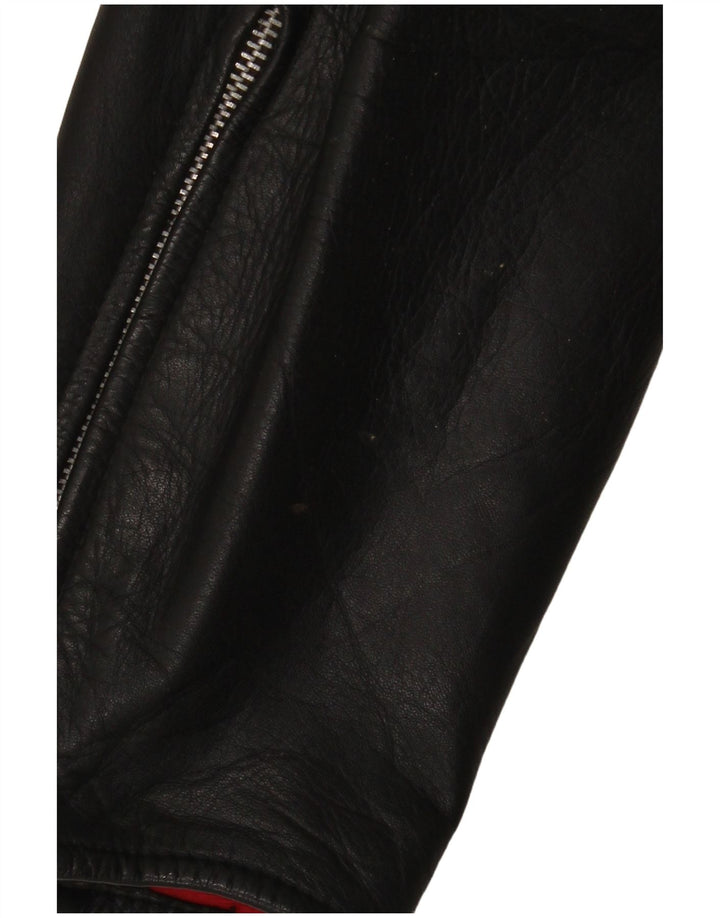 Pantaloni motociclisti din piele vintage pentru bărbați W34 L30 negru colorblock