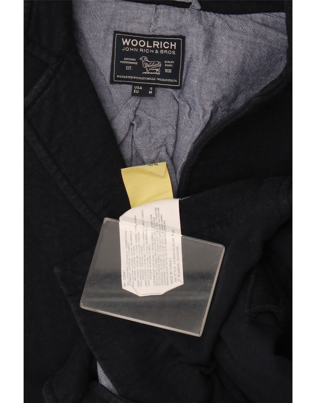 Jachetă pentru bărbați Woolrich cu 3 nasturi, UK 36 Bumbac, albastru bleumarin mic