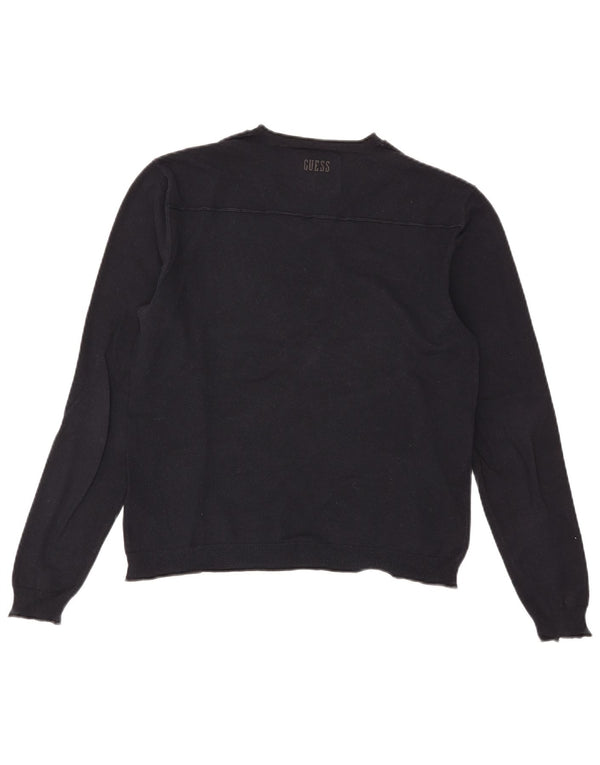 Pulover pentru femei Guess cu decolteu în V supradimensionat UK 6 XS bumbac bleumarin