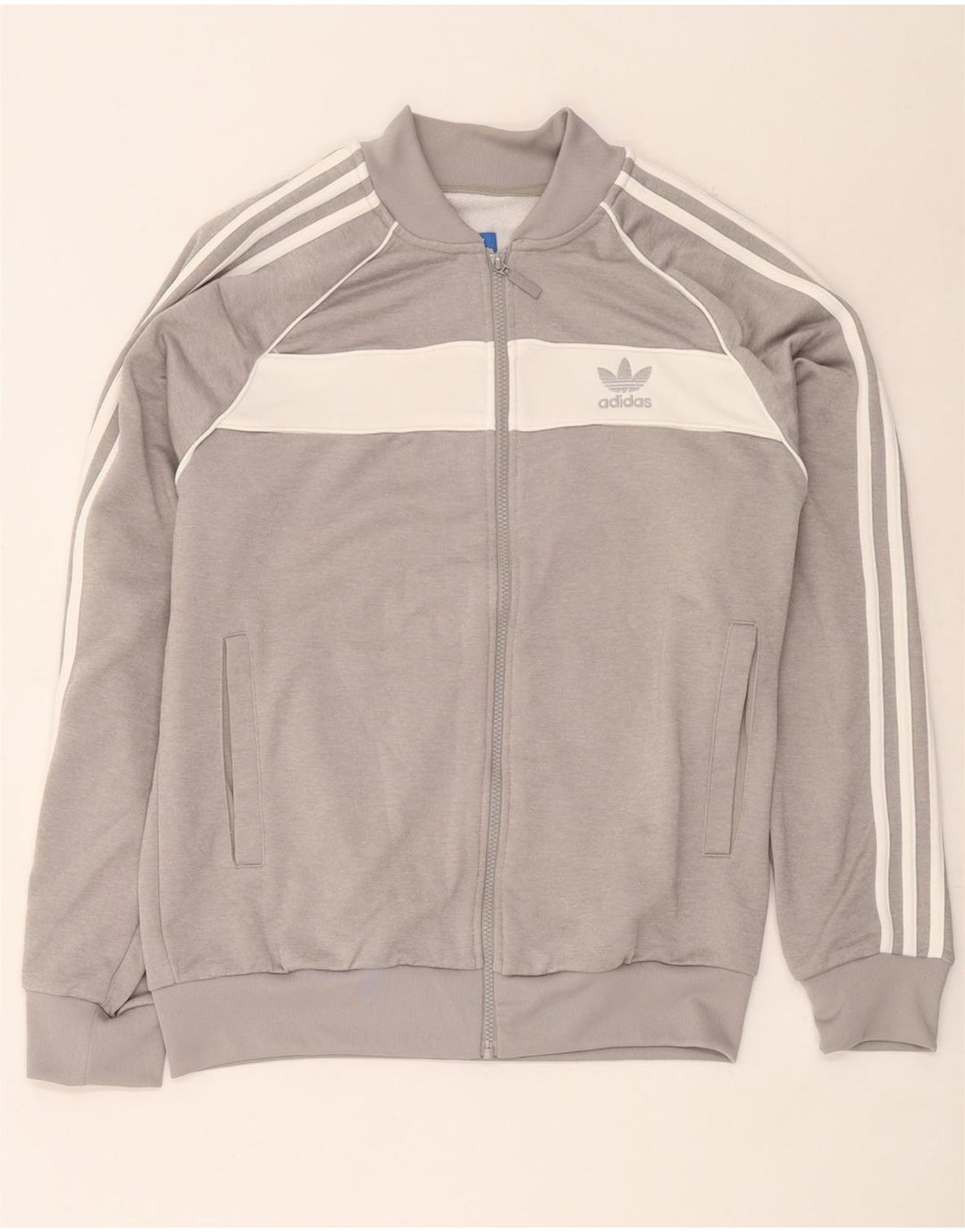 Jachetă de trening pentru bărbați Adidas, mare, gri, poliester color bloc