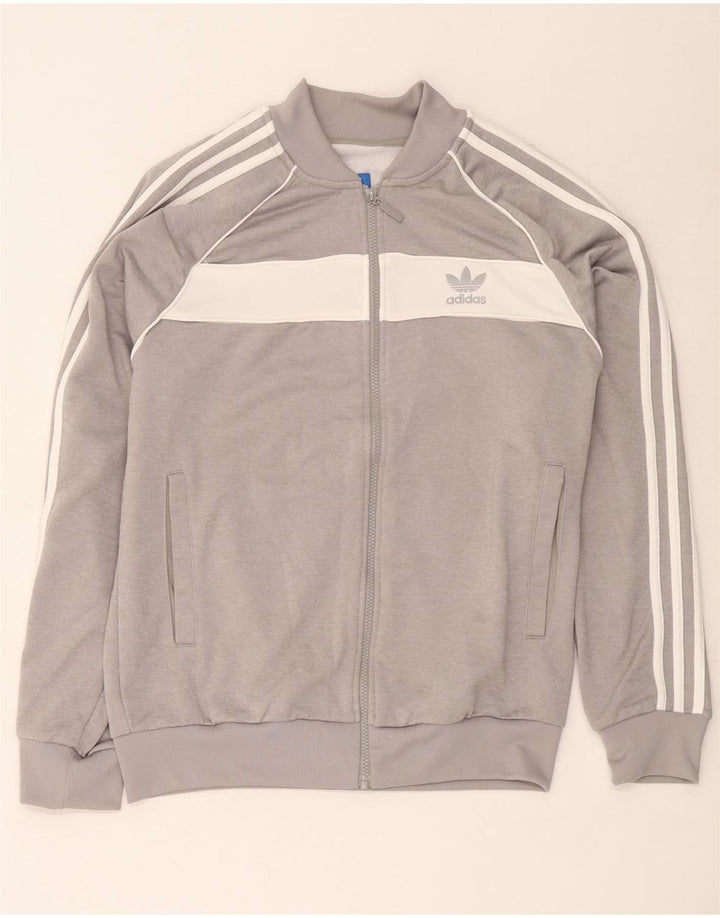 Jachetă de trening pentru bărbați Adidas, mare, gri, poliester color bloc