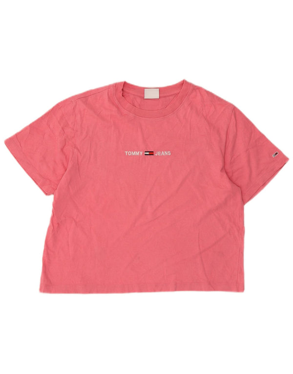 Tommy Hilfiger Womens Crop Graphic T-Shirt Top UK 10 Small Pink