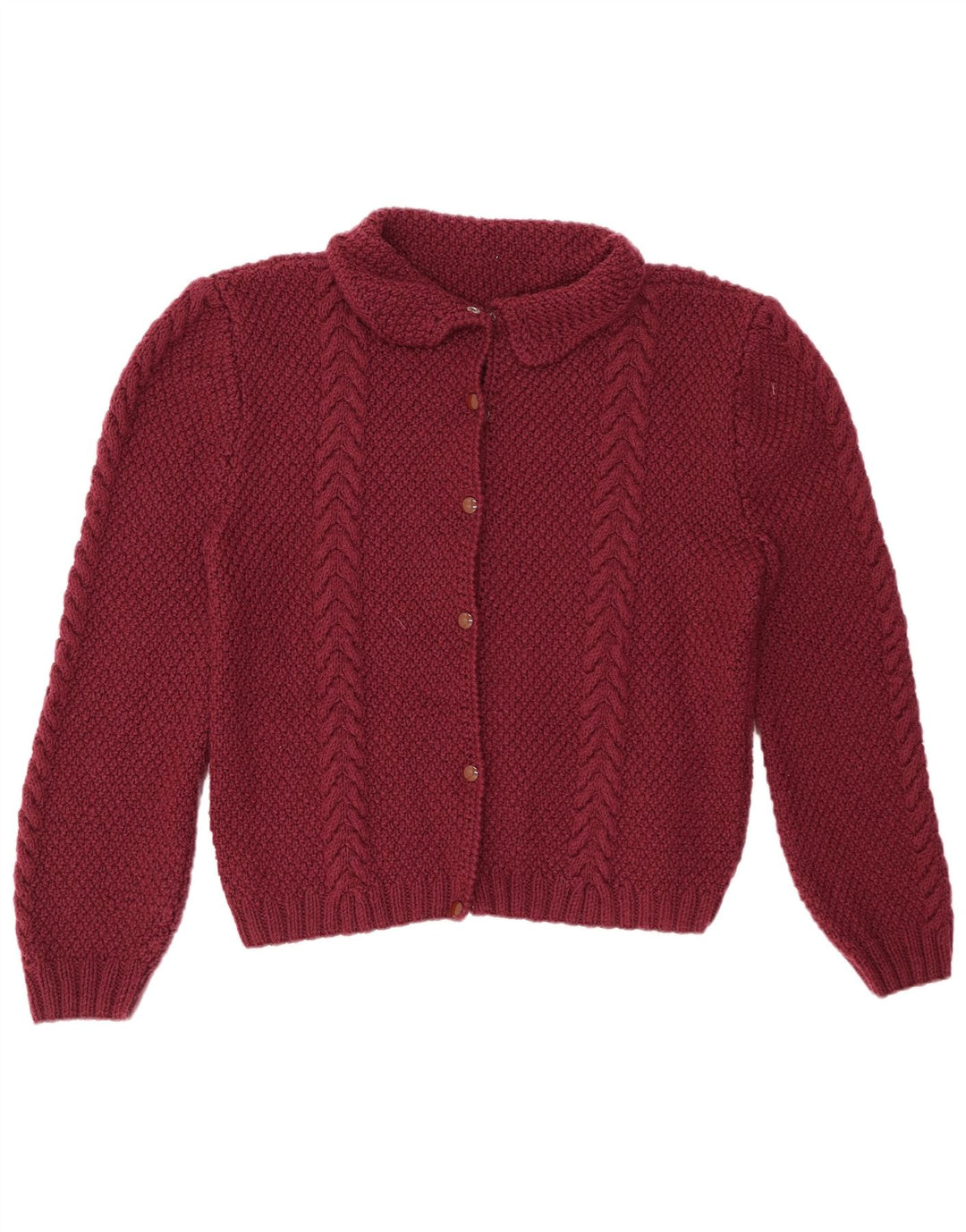 Pulover cardigan pentru femei VINTAGE UK 14 Lung Burgundy