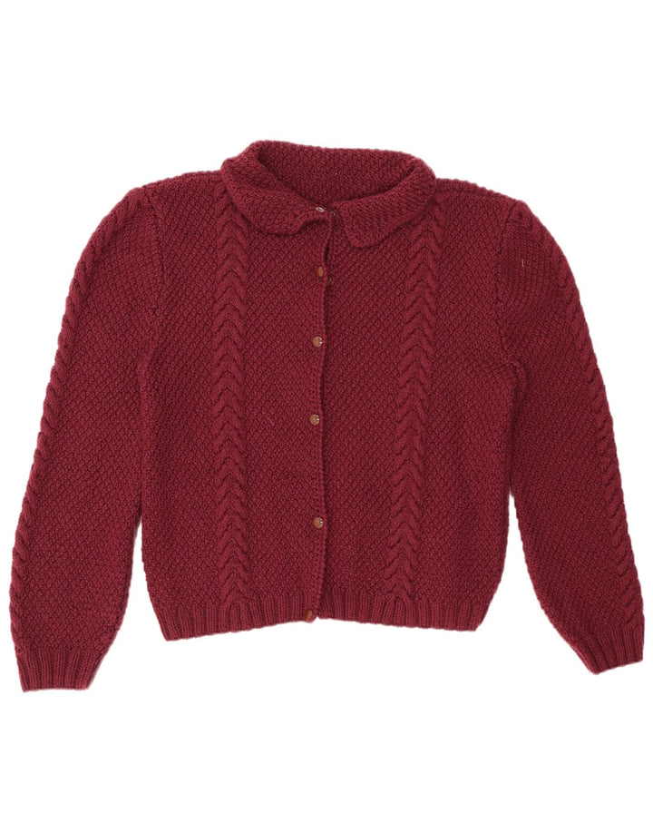 Pulover cardigan pentru femei VINTAGE UK 14 Lung Burgundy