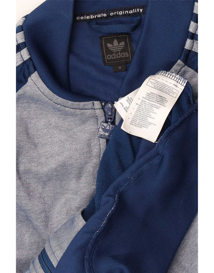 Jachetă pentru trening Adidas pentru bărbați, bumbac color bloc, albastru bleumarin mediu