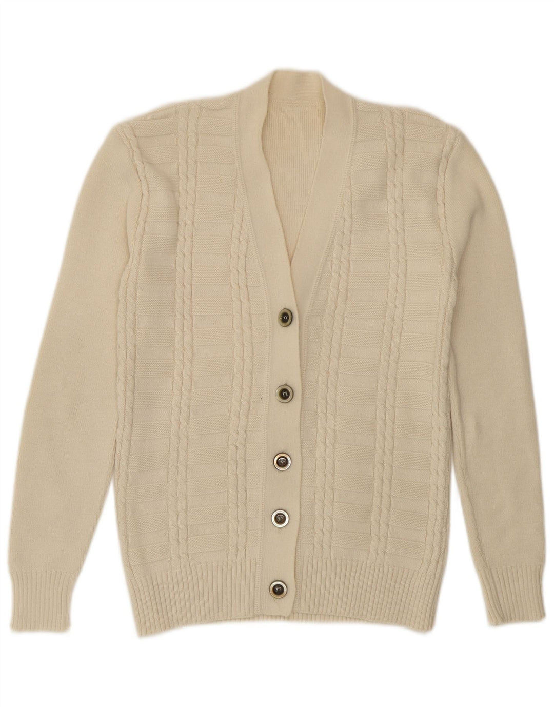 Pulover cardigan vintage pentru femei UK 12 Medium Off White