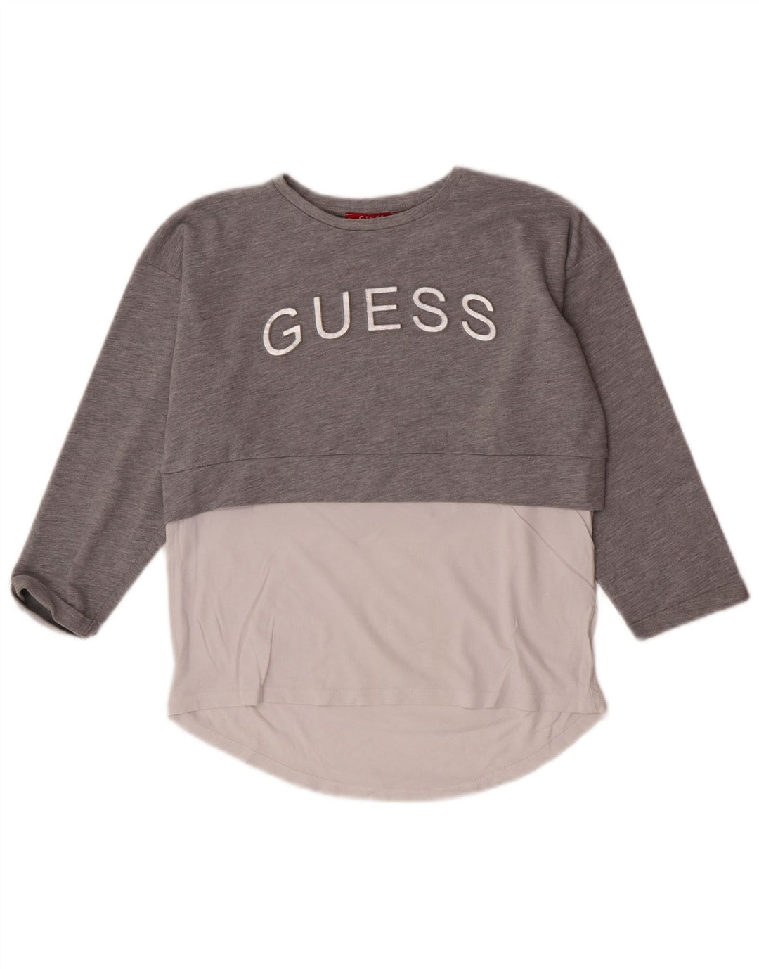 Top grafic pentru femei Guess cu mâneci 3/4 UK 10, gri mic