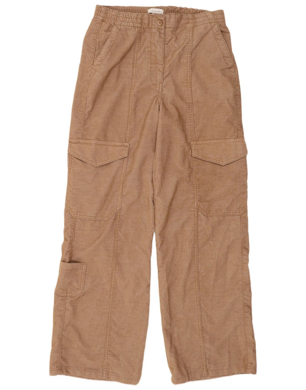 Topshop Pantaloni cargo din velur velur, cu ajustare largi, pentru femei UK 12 Medium W30 L31 Bej