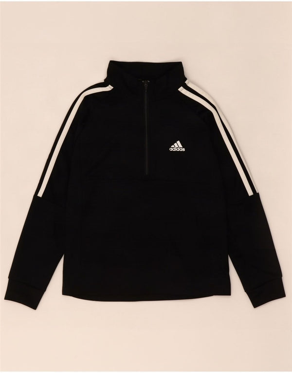 Adidas Boys Aeroready Zip Neck Pullover Trening Top 9-10 ani negru