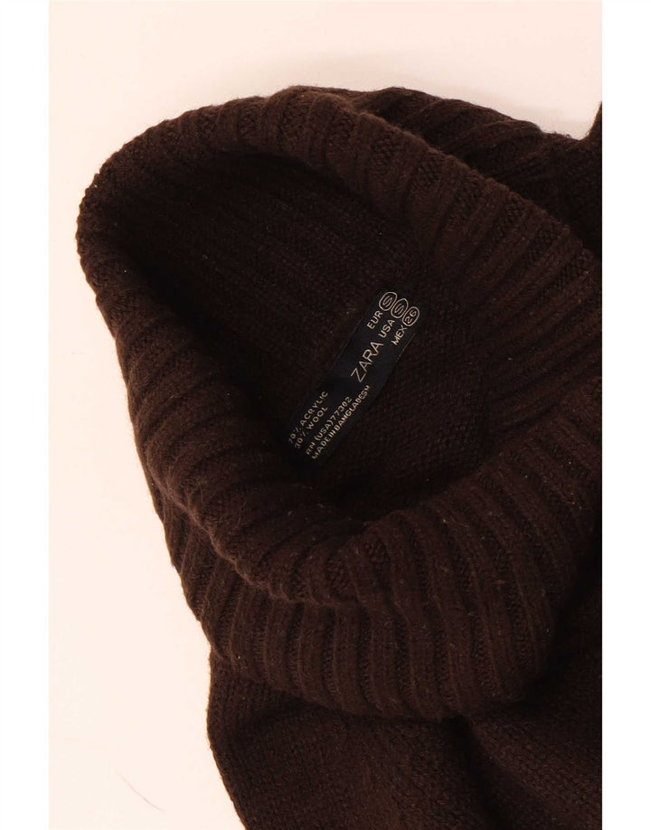 Pulover pentru femei cu gât rulat Zara UK 10 mic maro acrilic