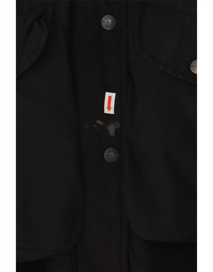 Jachetă căptușită cu glugă Woolrich pentru femei UK 14 Poliester mediu negru