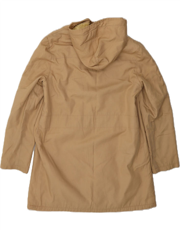 VINTAGE Womens Hooded Windbreaker Jacket UK 12 Medium Beige Cotton Vintage Vintage and Second-Hand Vintage from Messina Hembry 