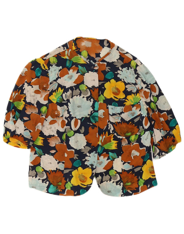 Bluză cămașă Vintage pentru femei cu mâneci 3/4 UK 14 Medium Multicolor Floral