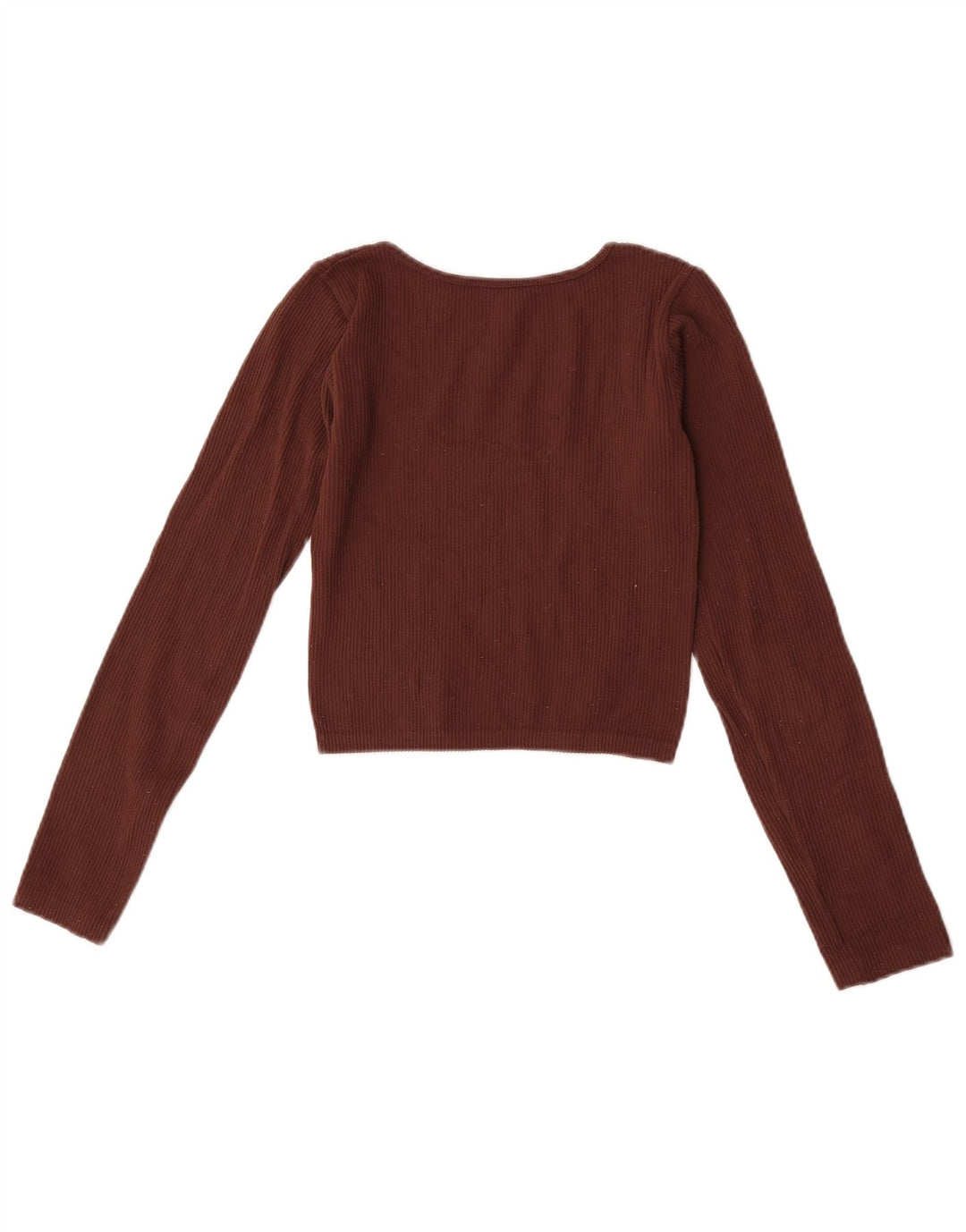 Crop Top pentru femei Zara cu mânecă lungă UK 4 XS Maro Poliamidă