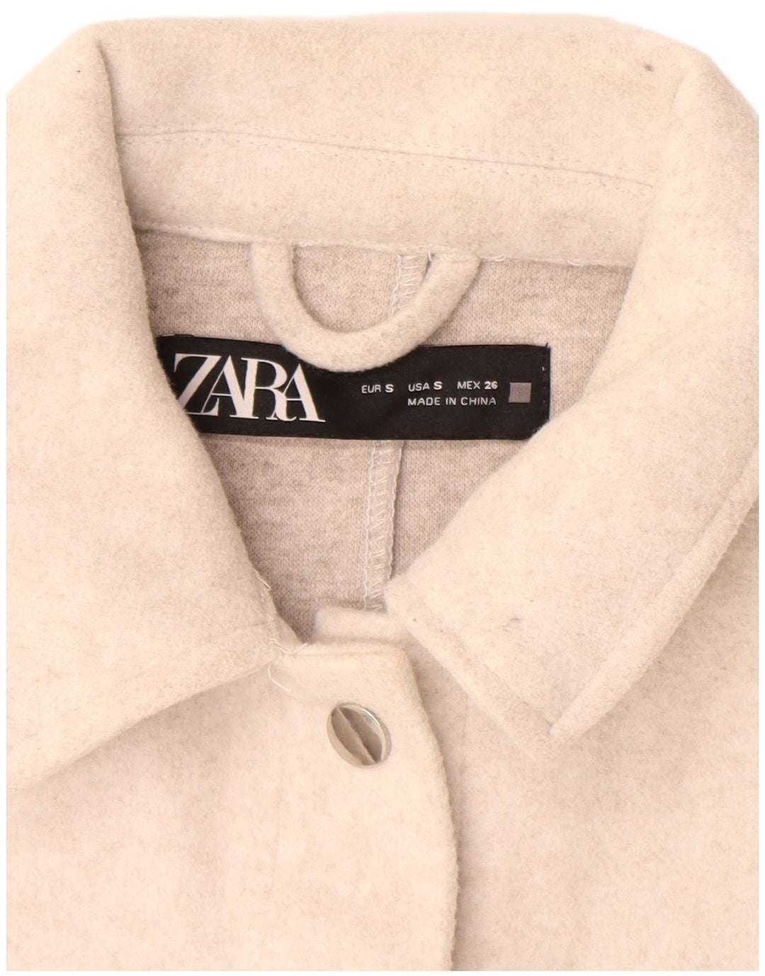 Cămașă supradimensionată pentru femei Zara, UK 10, poliester alb catifelat