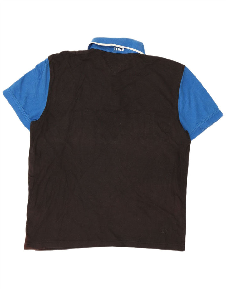 Tricou polo Tommy Hilfiger pentru bărbați, mare, negru, bumbac color bloc