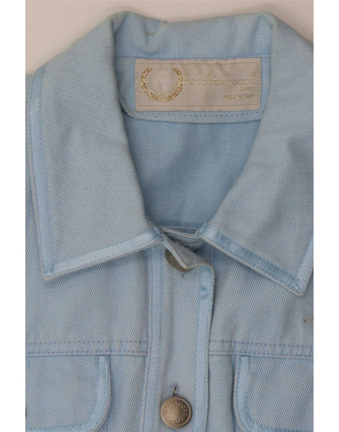Roccobarocco Jachetă de blugi crop pentru femei IT 44 Medium Blue