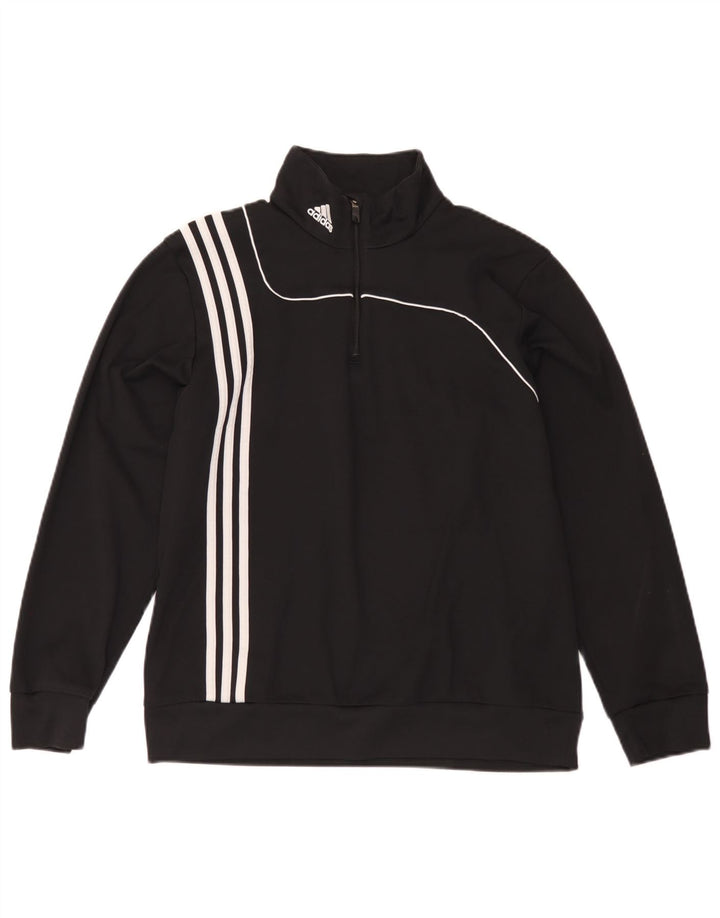 Pulover pentru bărbați Adidas, cu fermoar și gât, UK 42/44 Poliester negru mare