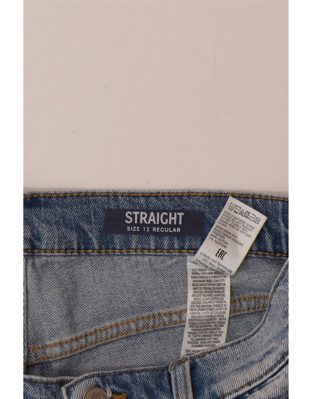 Blugi drepti obișnuiți pentru femei Marks & Spencer UK 12 Medium W30 L25 Albastru