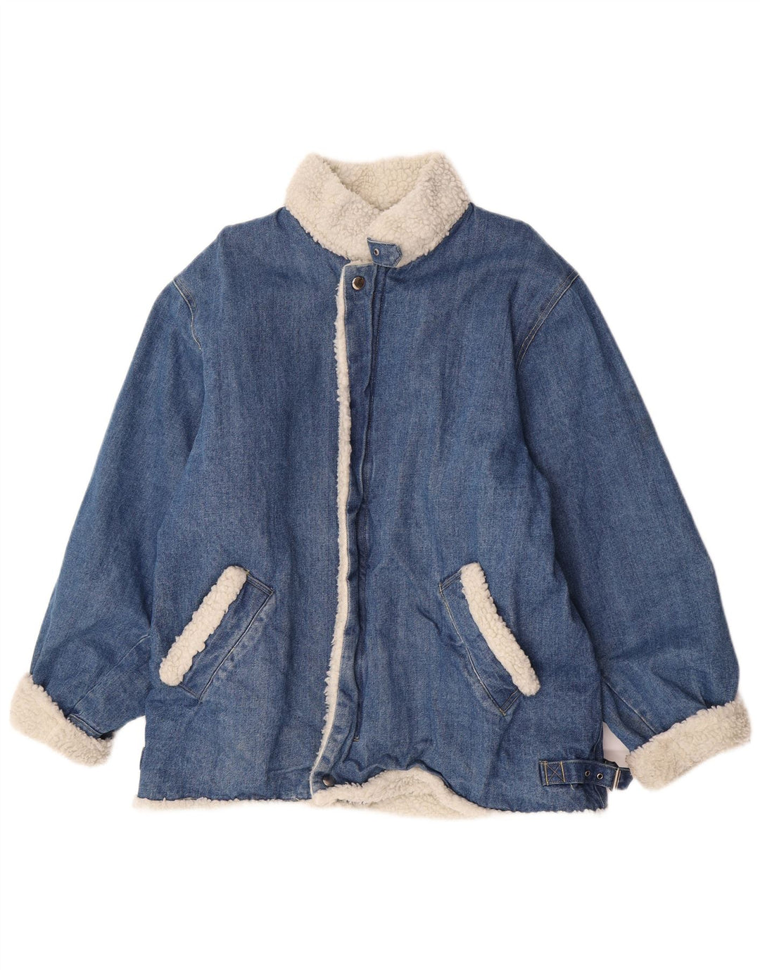 Jachetă de blugi Sherpa pentru bărbați vintage UK 38, bumbac albastru mediu
