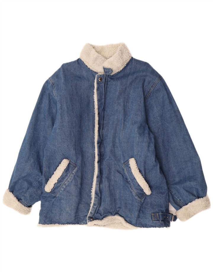 Jachetă de blugi Sherpa pentru bărbați vintage UK 38, bumbac albastru mediu