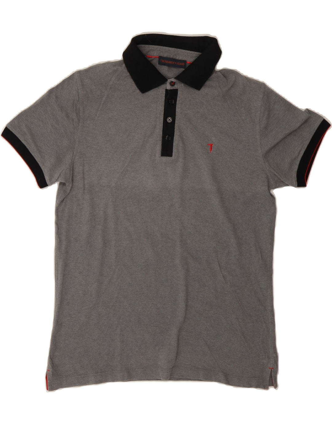 TRUSSARDI JEANS Mens Polo Shirt Medium Grey Cotton Vintage Trussardi Jeans and Second-Hand Trussardi Jeans from Messina Hembry 