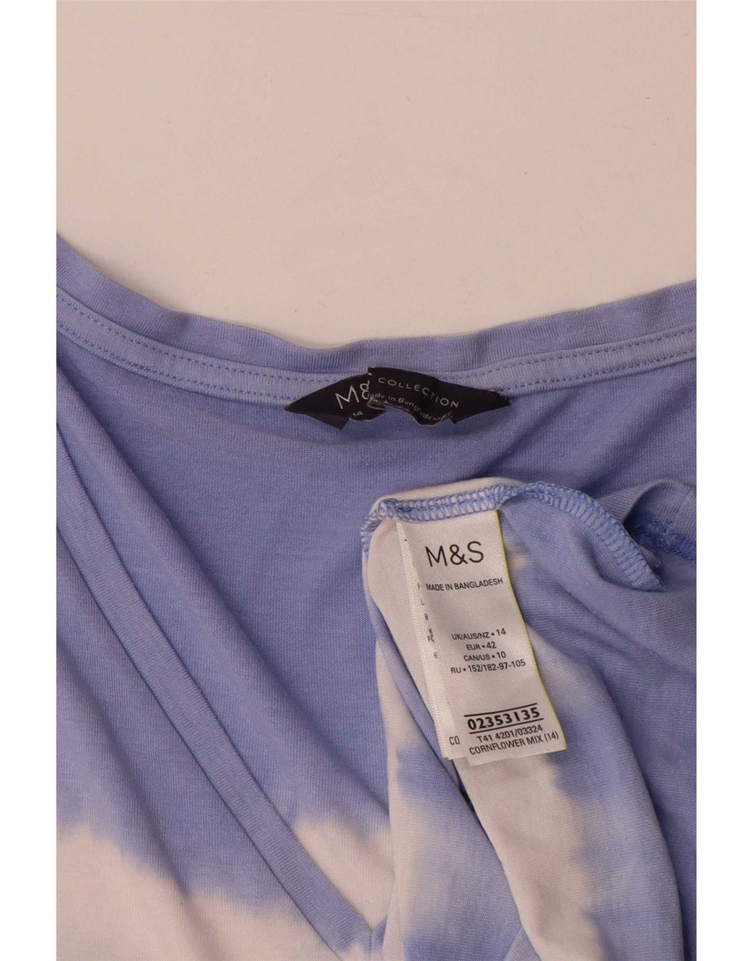 Tricou supradimensionat pentru femei Marks & Spencer Top UK 14 Large Blue Tie Dye