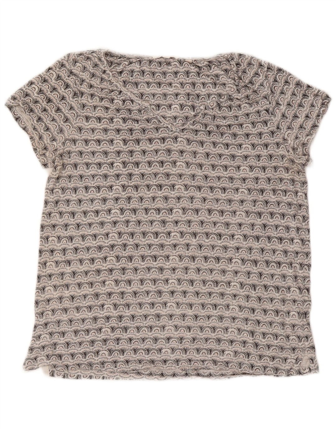 FAT FACE Tricou grafic supradimensionat pentru femei Top UK 10 Small Gri Geometric