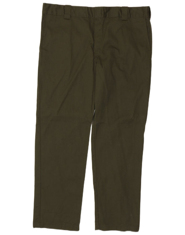 DICKIES Mens Slim Straight Chino Trousers W38 L32  Khaki Polyester