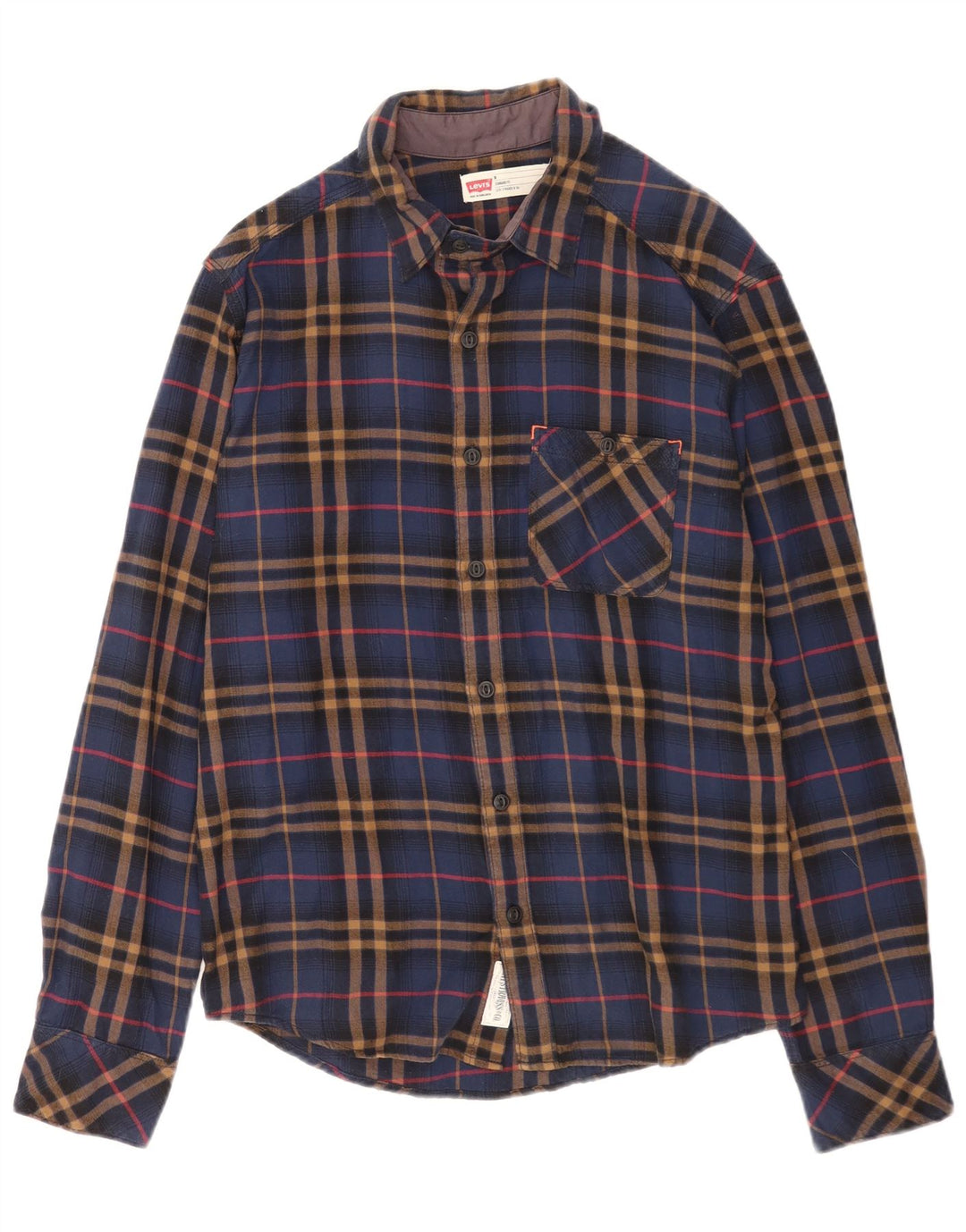 Cămașă de flanel pentru bărbați Levi's, cu ajustare standard, din bumbac cu carouri, albastru bleumarin mediu